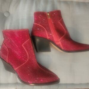 Jessica Simpson Sparkling Red Ankle Boots
